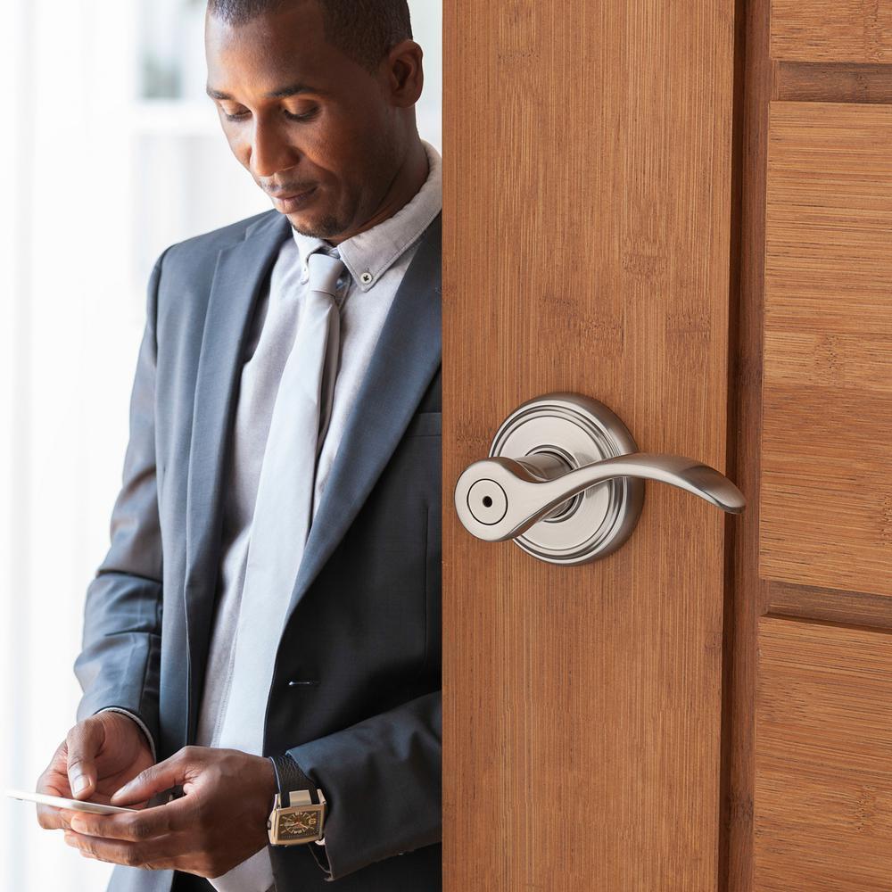 PrestiTobin Satin Nickel Universal Bed/Bath Door Lever