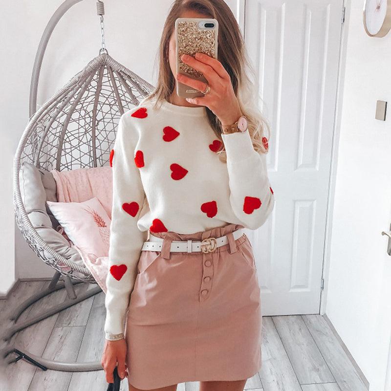 kawaii red heart sweater