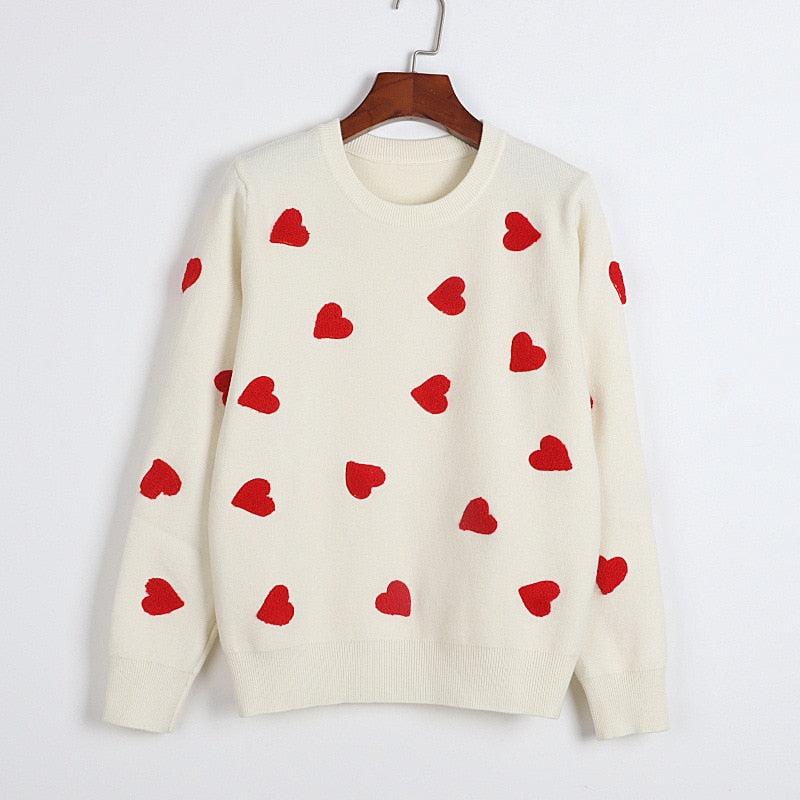 kawaii red heart sweater