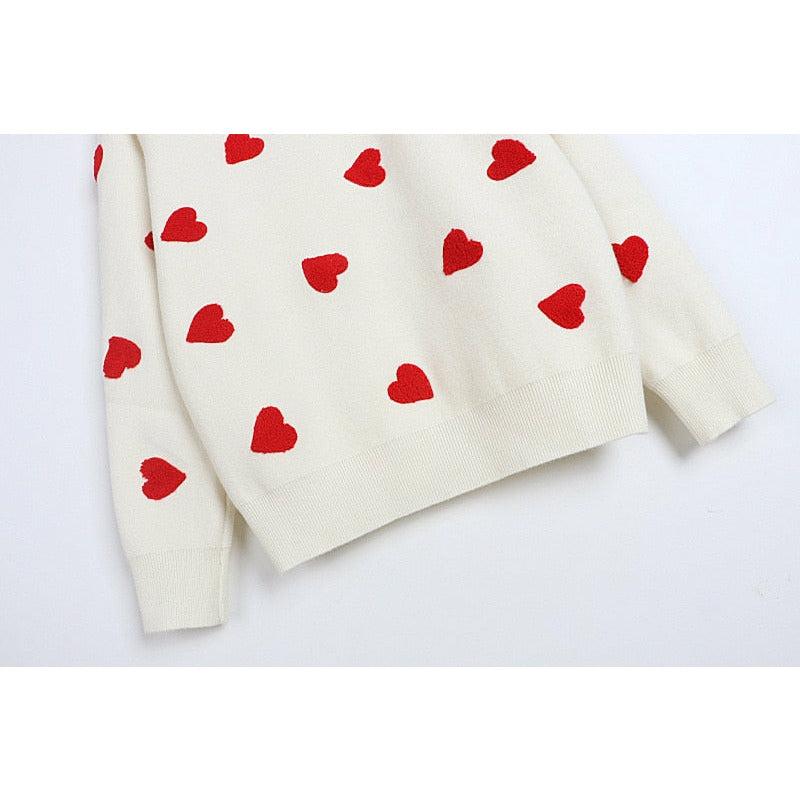 kawaii red heart sweater