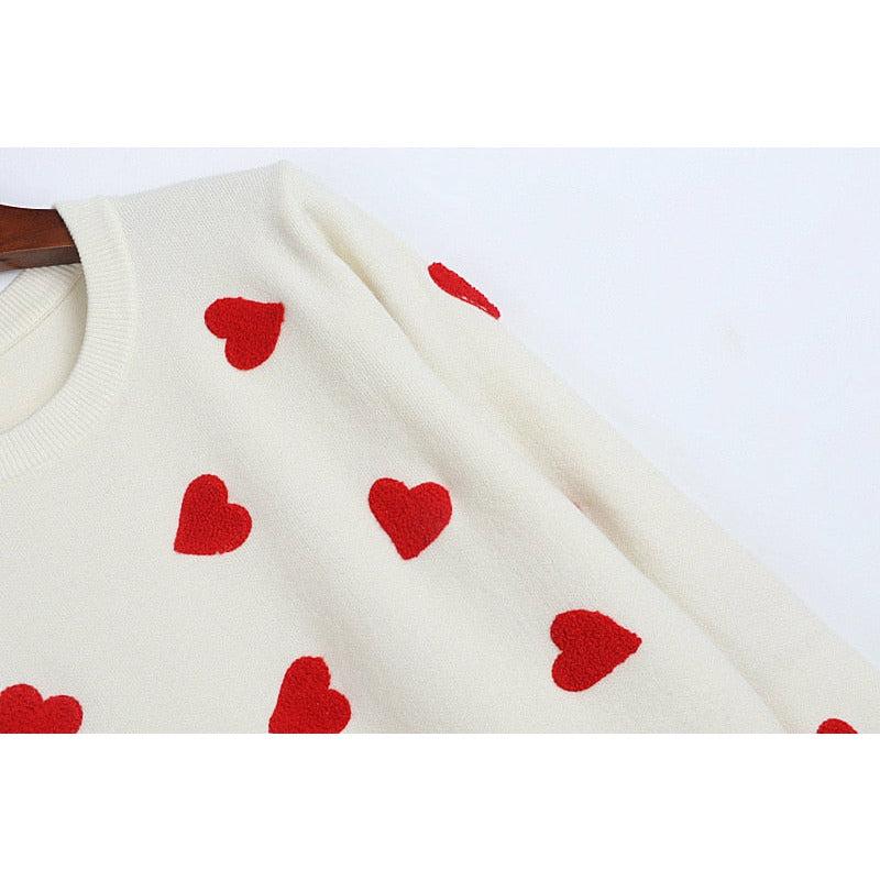 kawaii red heart sweater