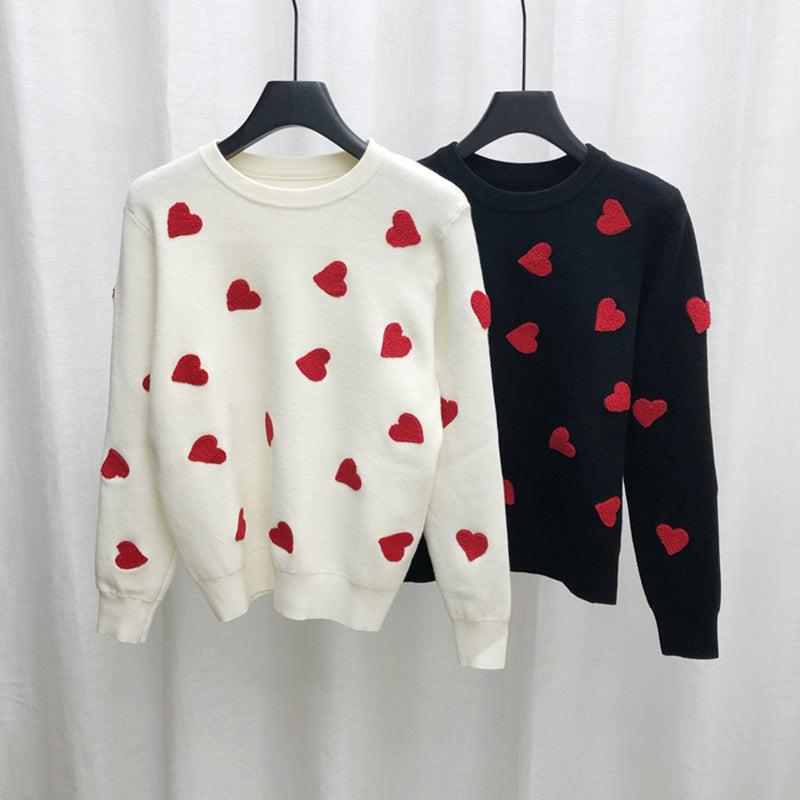 kawaii red heart sweater