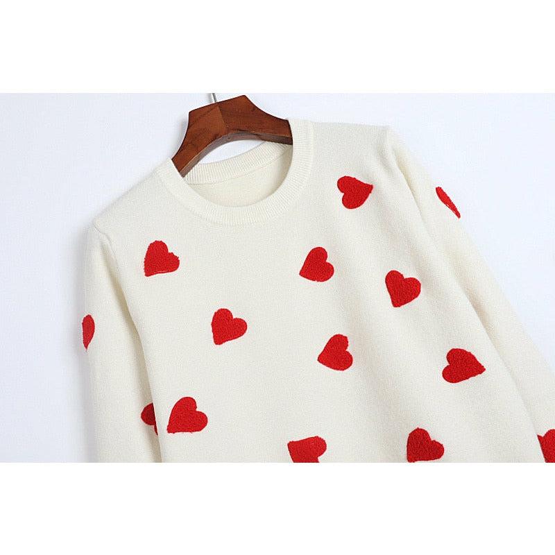 kawaii red heart sweater