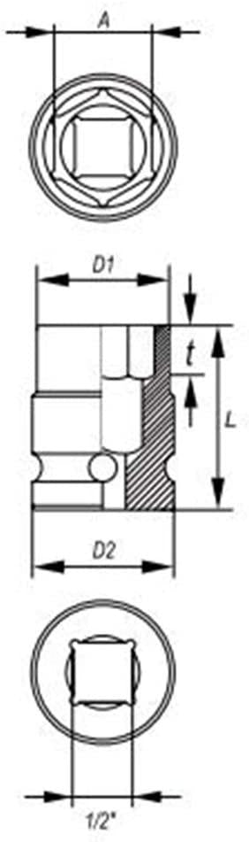 Yato Yt-1013 Impact Socket 1/2Inch X23Mm|Impact Socket Wrench Adaptor|Power Tools|Home Tools|Industrial Tools|Mechanical Tools|Automotive|Crmoscm-440|Crv50Bv30|Black Phosphated|Cold Forged|Socket Set