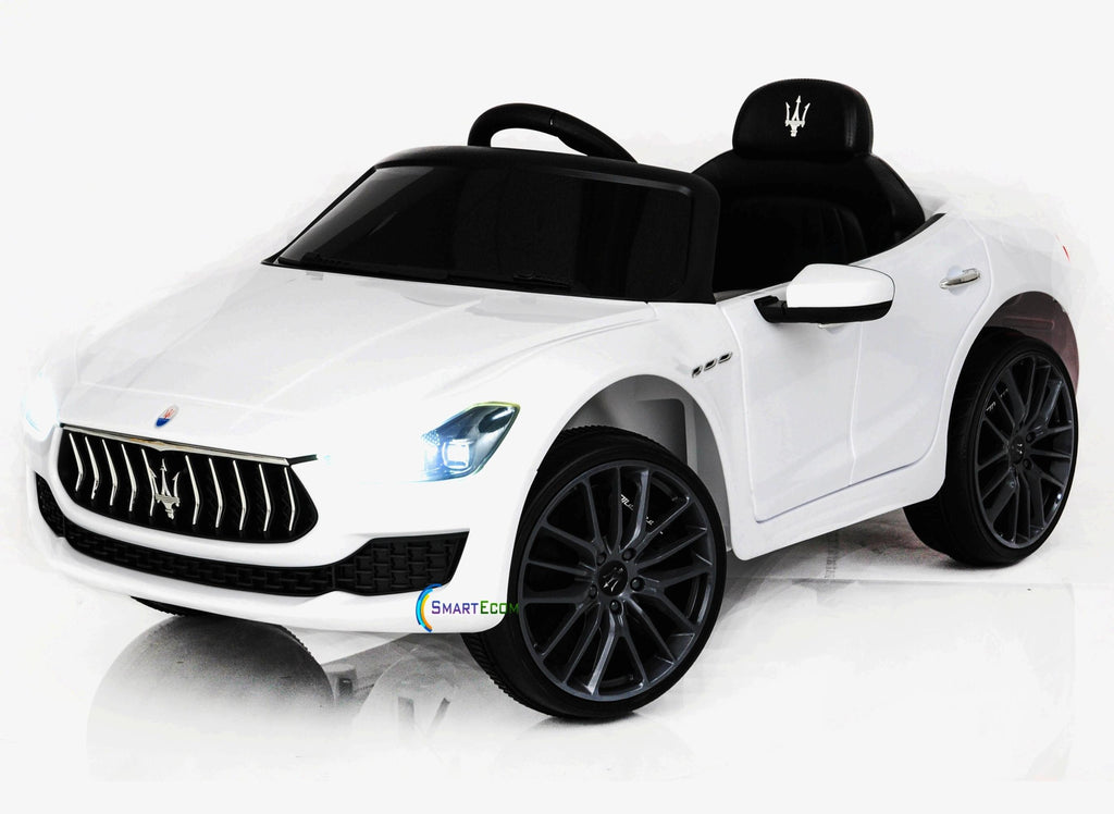 12V Maserati Ghibli Ride on electric power car For Kids Remote Control MP3 LED lights Opening doors - White
