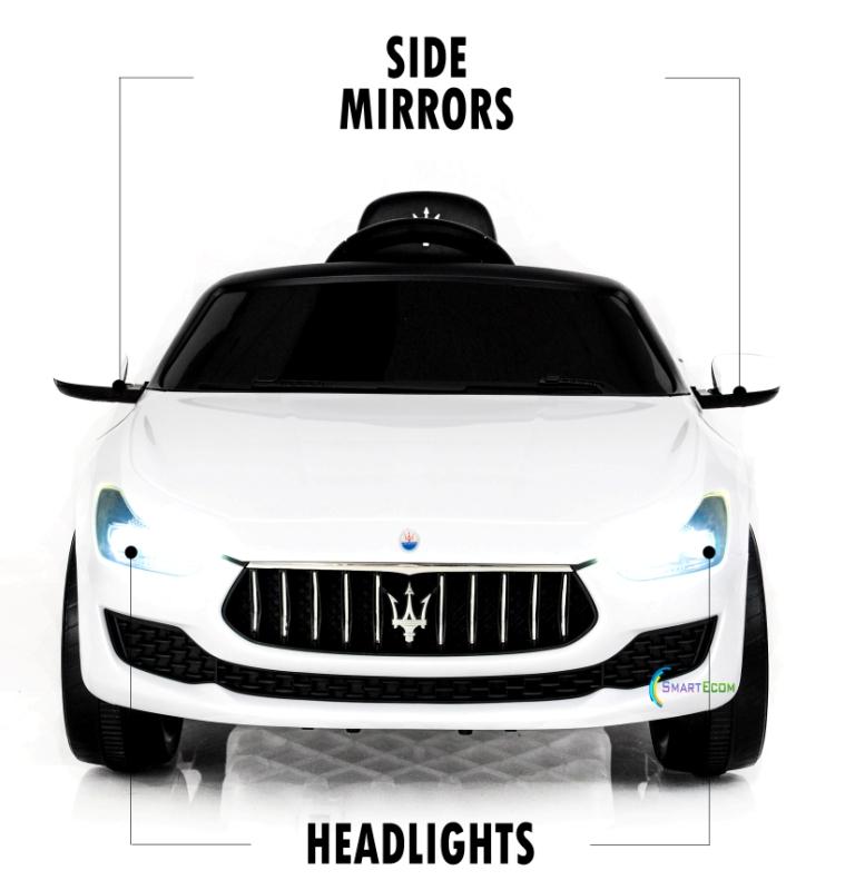 12V Maserati Ghibli Ride on electric power car For Kids Remote Control MP3 LED lights Opening doors - White
