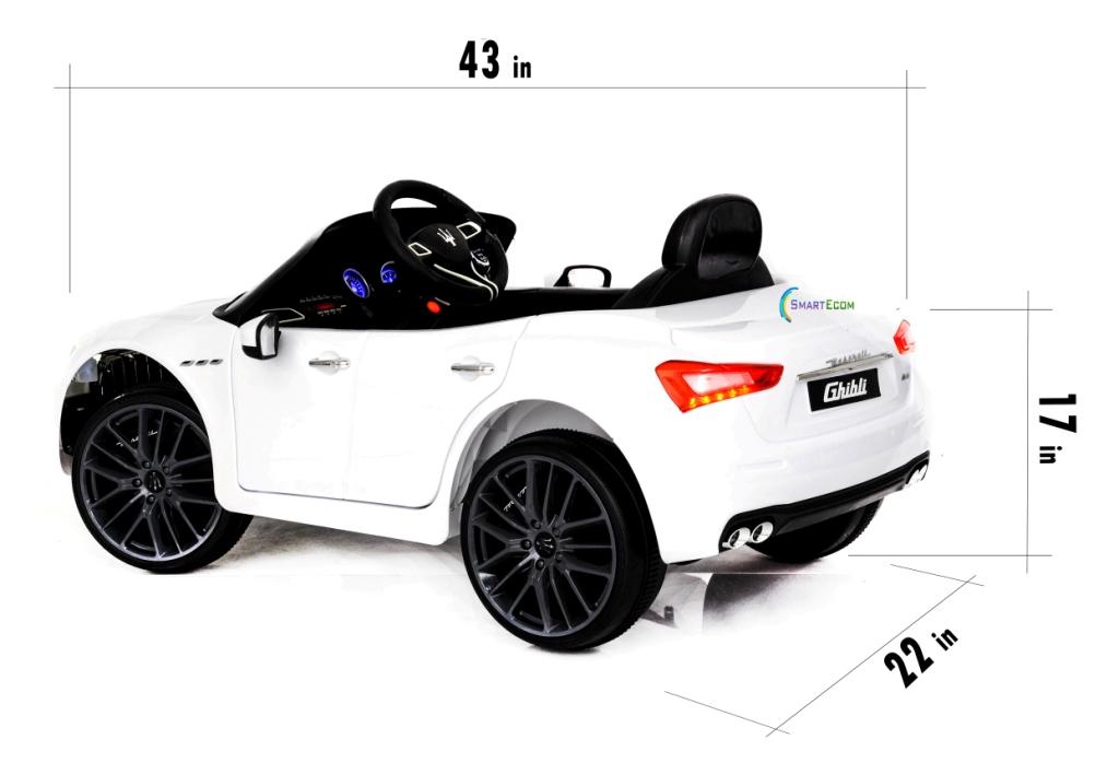 12V Maserati Ghibli Ride on electric power car For Kids Remote Control MP3 LED lights Opening doors - White
