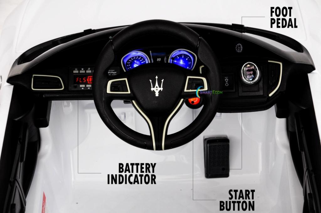 12V Maserati Ghibli Ride on electric power car For Kids Remote Control MP3 LED lights Opening doors - White