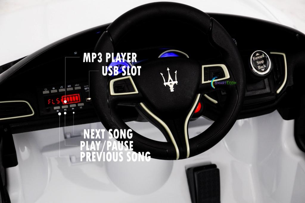 12V Maserati Ghibli Ride on electric power car For Kids Remote Control MP3 LED lights Opening doors - White