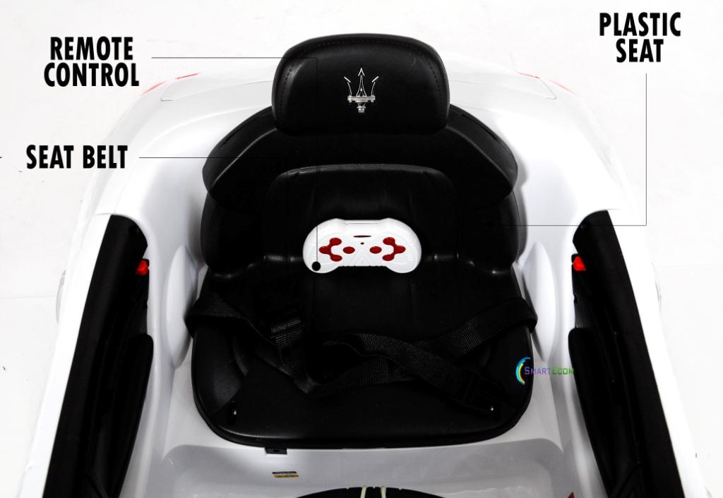 12V Maserati Ghibli Ride on electric power car For Kids Remote Control MP3 LED lights Opening doors - White