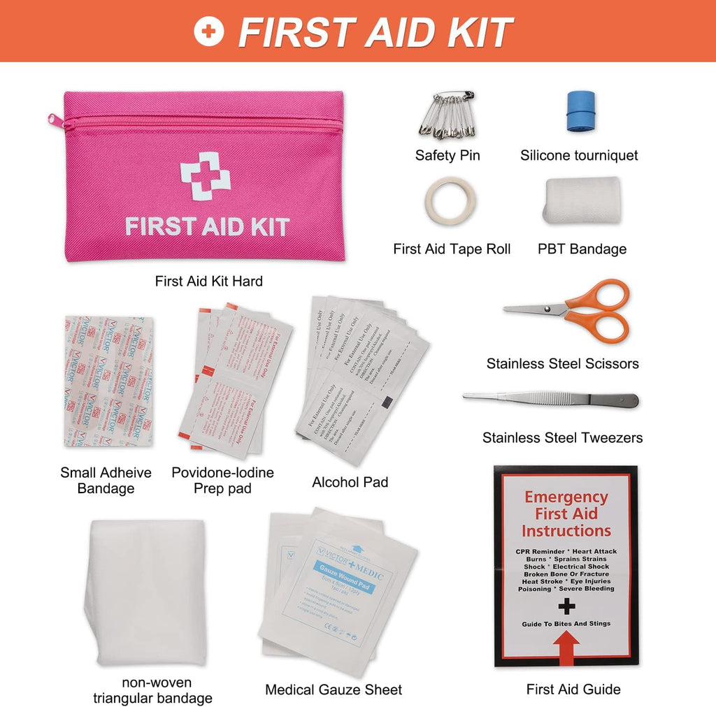 THINKWORK Car Emergency Kit for Teen Girl and Lady's Gifts, Pink Emergency Roadside Assistance kit with 10FT Jumper, First Aid Kit, Safety Hammer, Tow Rope, and More Ideal Pink Car Accessories Tool