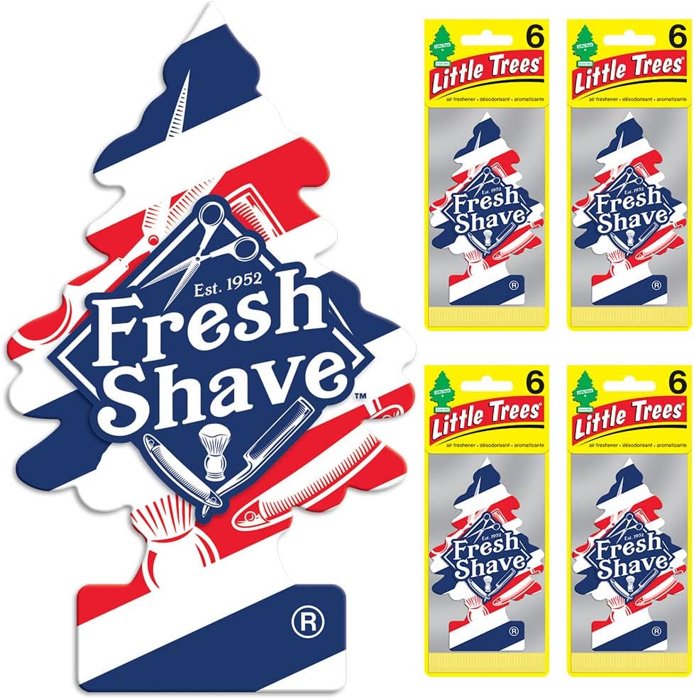 LITTLE TREES Air Fresheners Car Air Freshener. Hanging Tree Provides Long Lasting Scent for Auto or Home. Fresh Shave, 24 Air Fresheners
