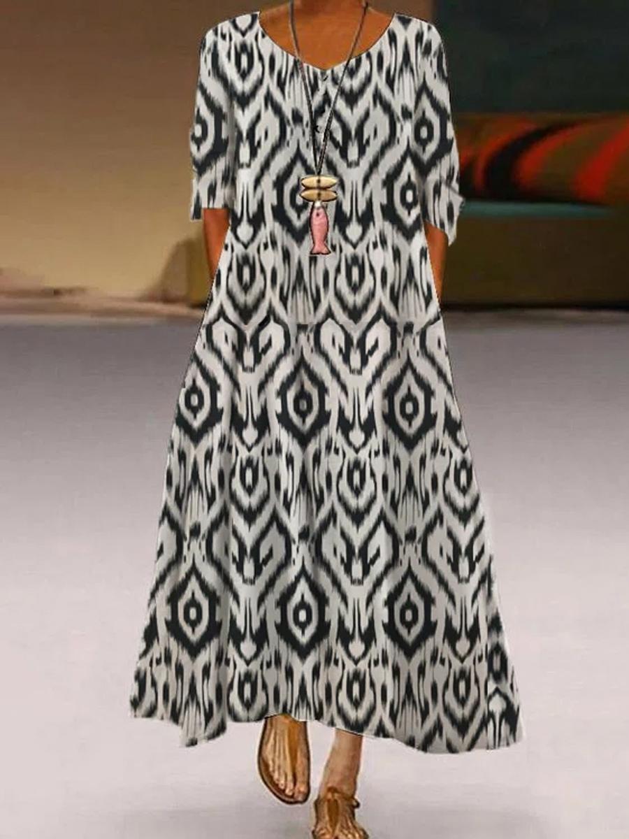 Ladies Cotton Print Casual Maxi Dress