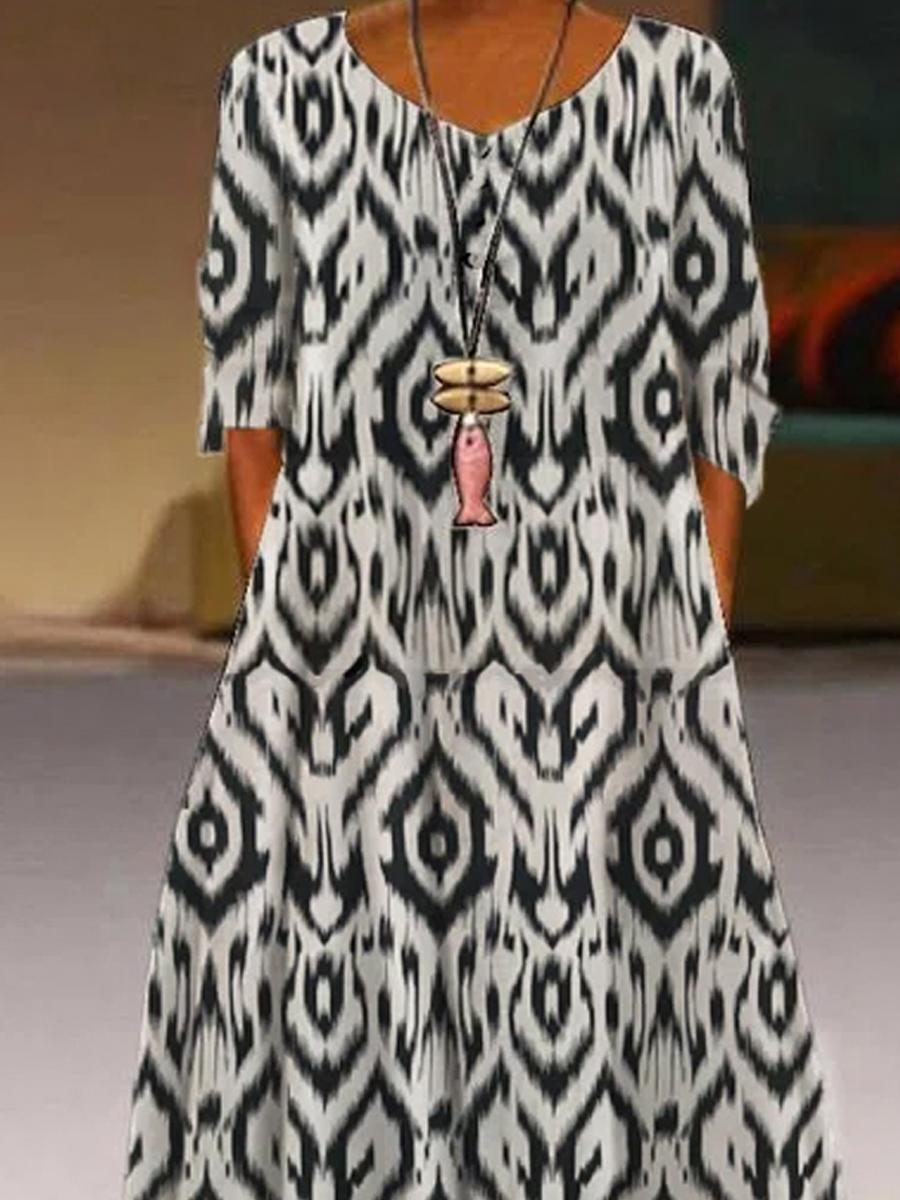Ladies Cotton Print Casual Maxi Dress