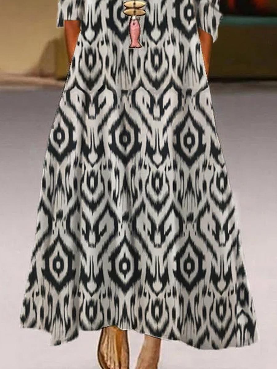 Ladies Cotton Print Casual Maxi Dress