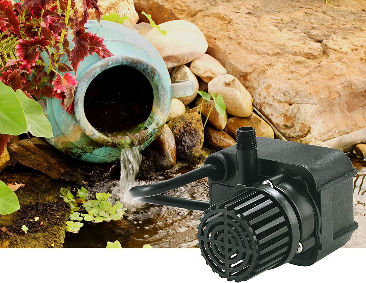 Little Giant PE-2F-PW 115 Volt, 300 GPH Submersible Direct Drive Fountain/Small Pond Pump with 15-Ft. Cord, Black, 566611