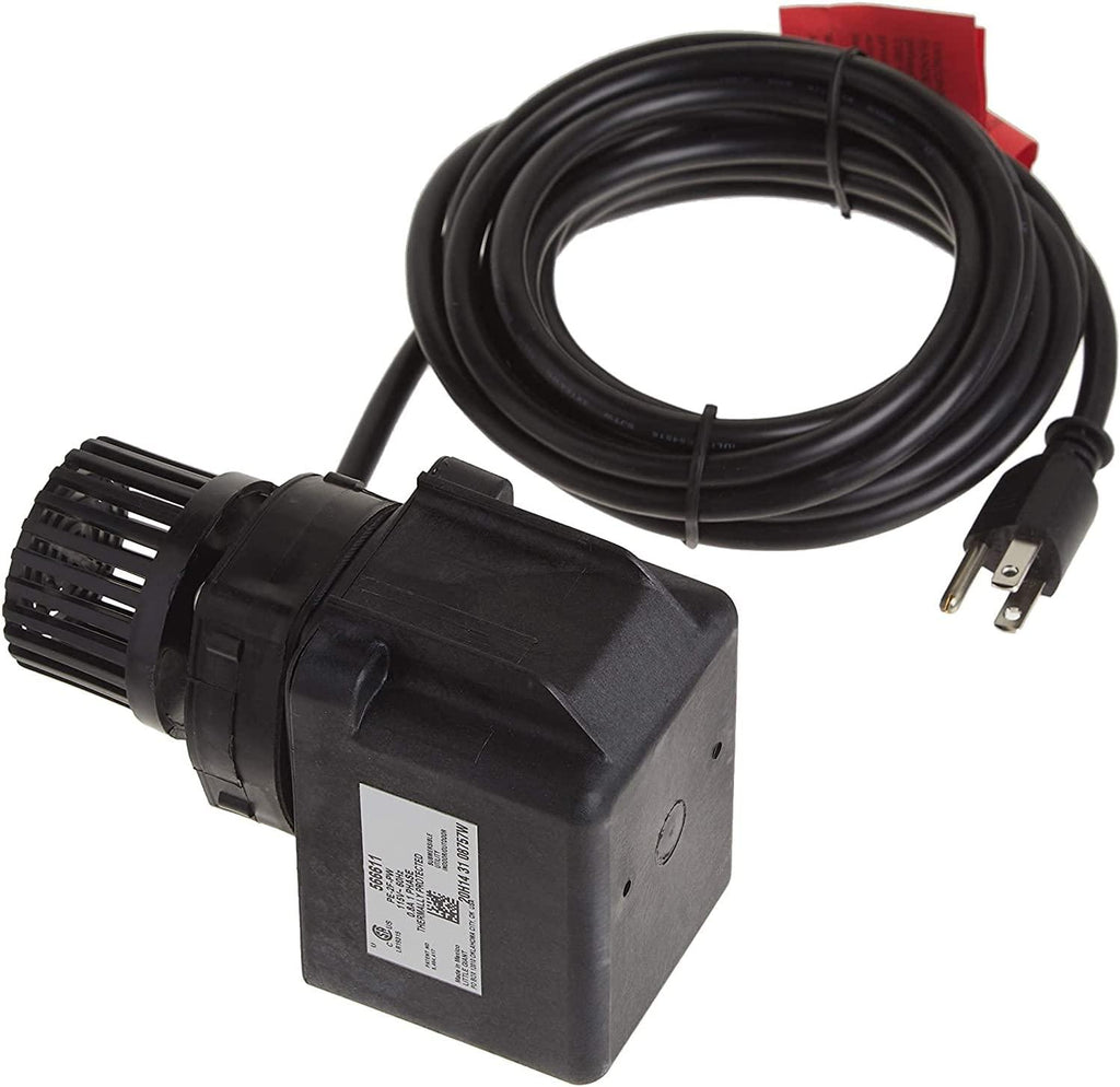 Little Giant PE-2F-PW 115 Volt, 300 GPH Submersible Direct Drive Fountain/Small Pond Pump with 15-Ft. Cord, Black, 566611