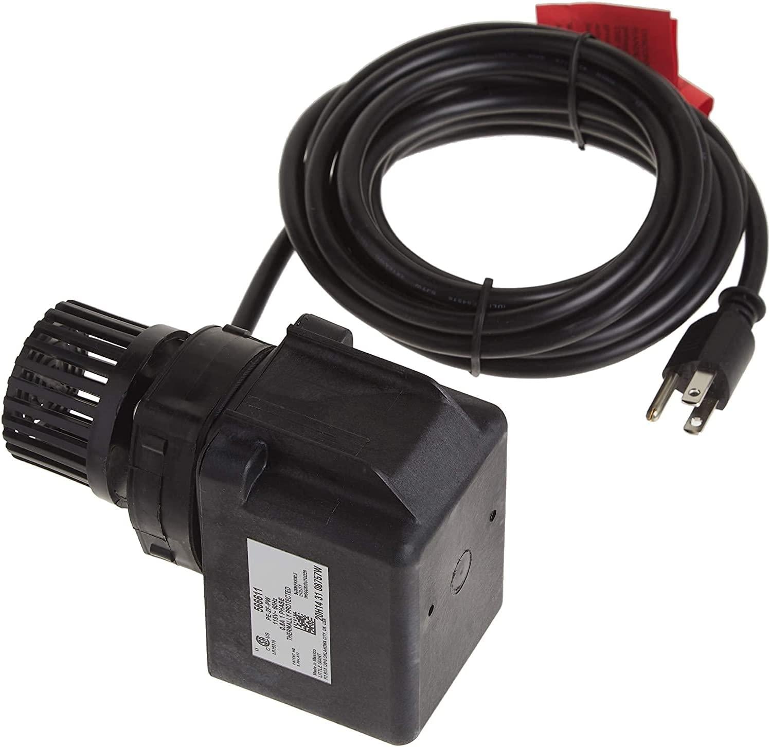 Little Giant PE-2F-PW 115 Volt, 300 GPH Submersible Direct Drive Fountain/Small Pond Pump with 15-Ft. Cord, Black, 566611