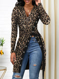 V-neck Long-sleeved Solid Color T-shirt