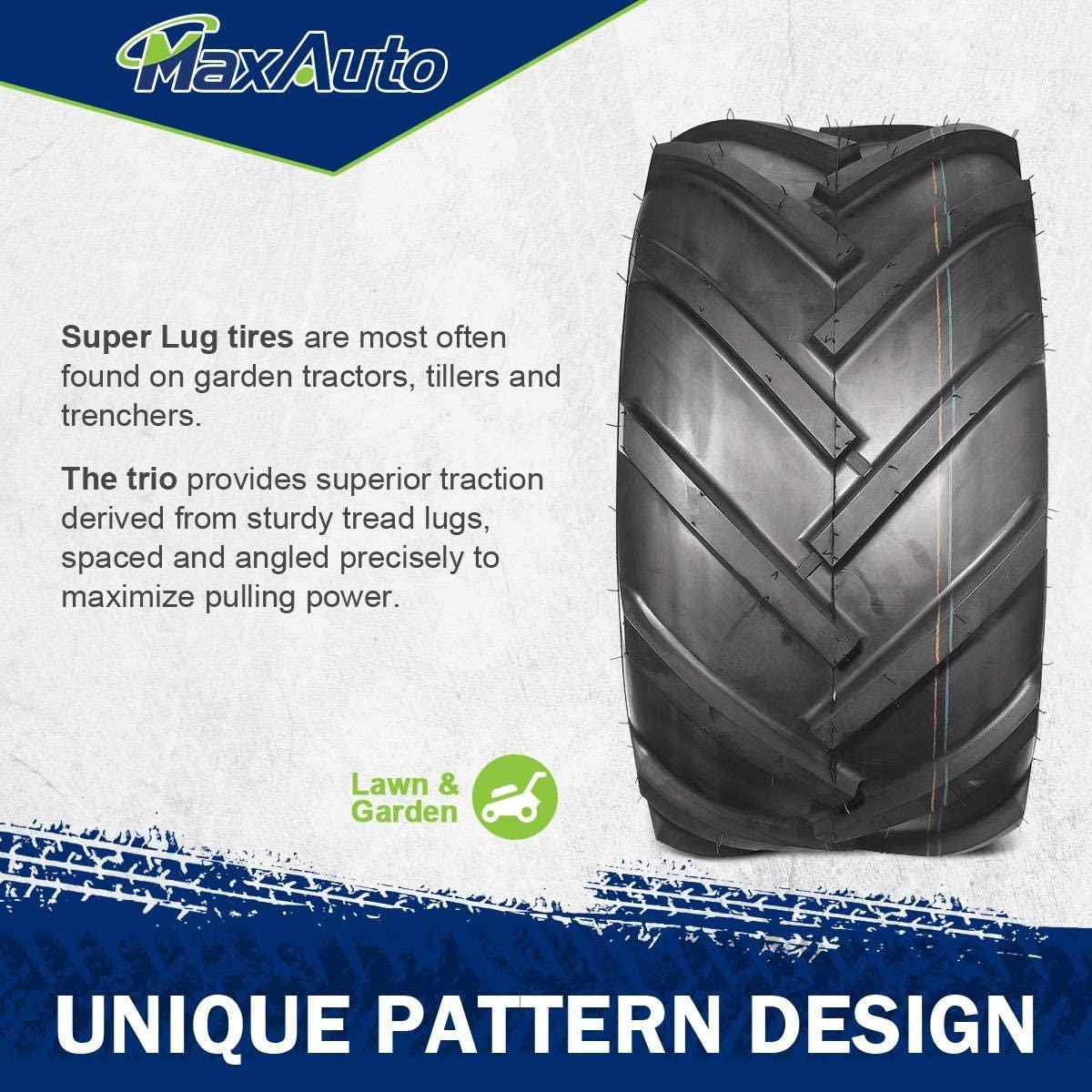 MaxAuto 2 Pcs Super Lug 24x12.00-12 24X12.00X12 Lawn Tractor Tires Very Wide 6 Ply Rated