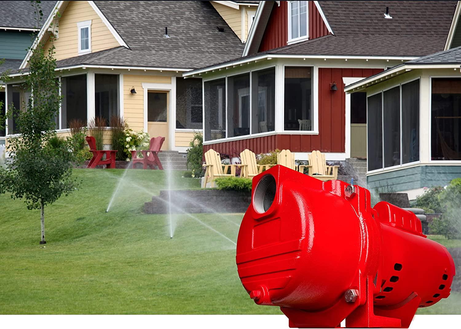 Red Lion RL-SPRK200 230 Volt, 2 HP, 76 GPM Cast Iron Sprinkler/Irrigation Pump with Thermoplastic Impeller, Red, 97102001