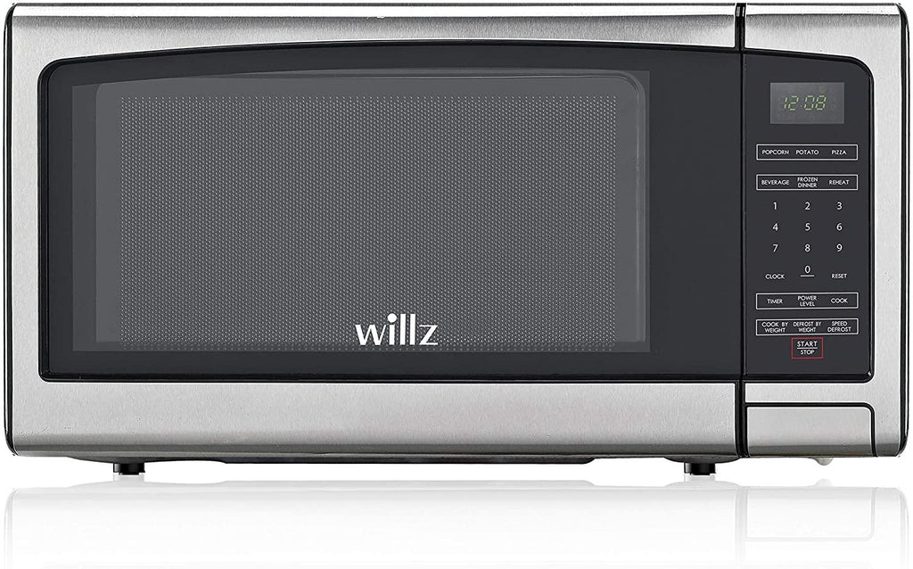 Willz WLCMJ411S2-10 Countertop Microwave Oven, 6 CooPrograms, LED Lighting Push Button, 1.1 Cu.Ft,  Steel