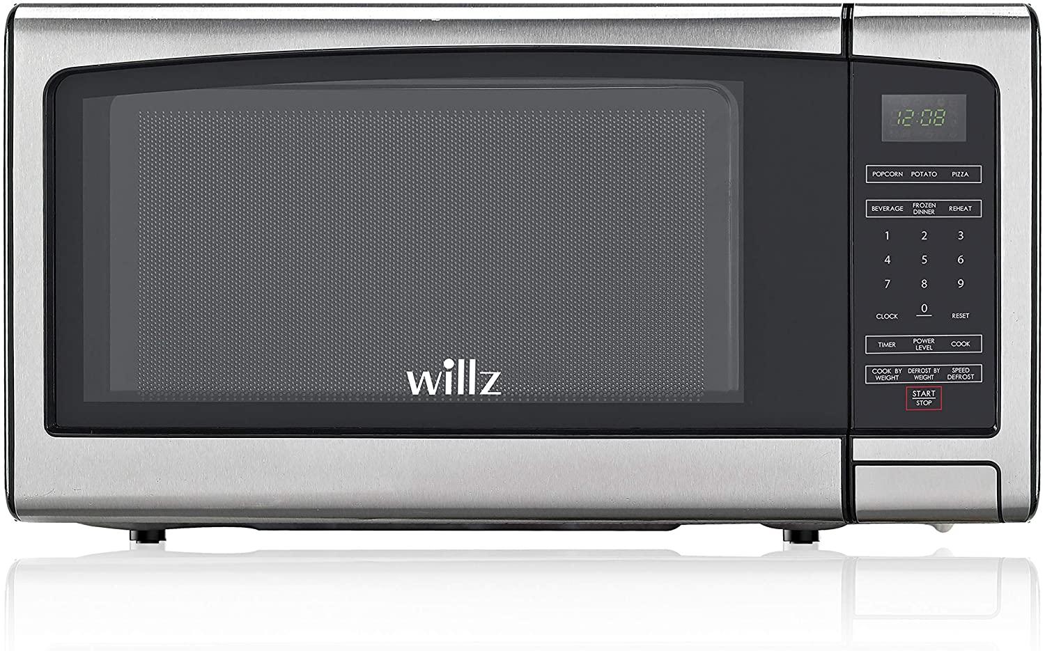 Willz WLCMJ411S2-10 Countertop Microwave Oven, 6 CooPrograms, LED Lighting Push Button, 1.1 Cu.Ft,  Steel