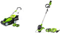 Greenworks G-MAX 40V 17'' Brushed Mower with 4Ah Battery and Charger - 2508302 Model & 12-Inch 40V Cordless String Trimmer, 2.0Ah Battery and Charger Included 2101602