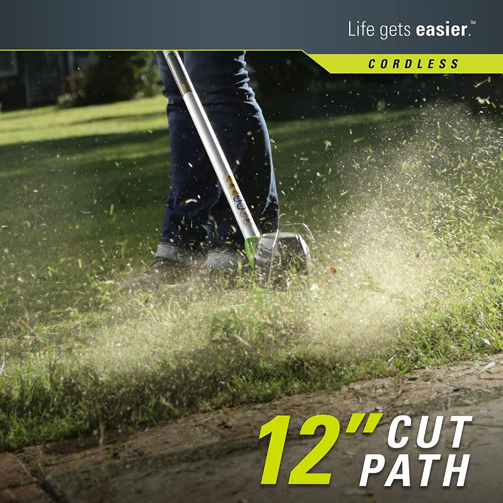 Greenworks G-MAX 40V 17'' Brushed Mower with 4Ah Battery and Charger - 2508302 Model & 12-Inch 40V Cordless String Trimmer, 2.0Ah Battery and Charger Included 2101602
