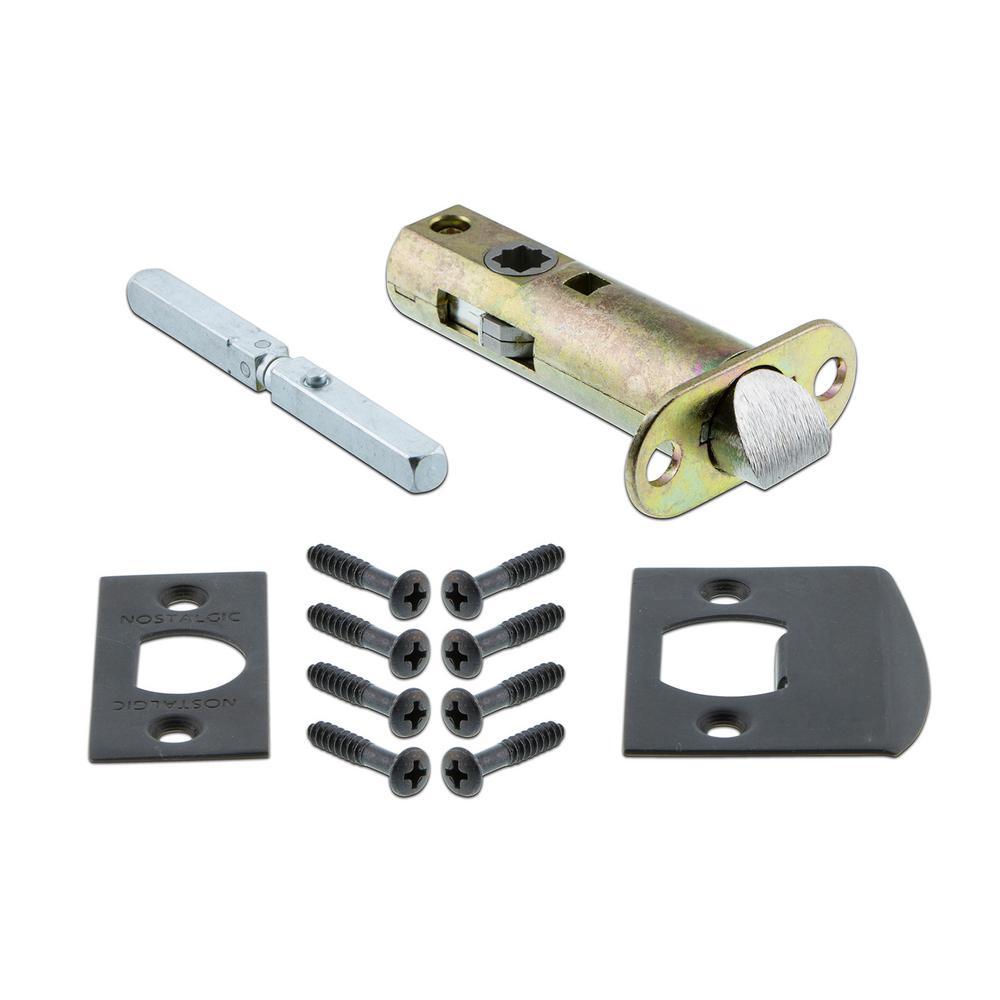 York Plate 2-3/4 in. Backset Oil-Rubbed Bronze PassaHall/Closet Black Porcelain Door Knob