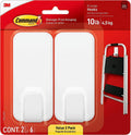 Command 10 Lb XL Heavyweight Wall Hook, White, Damage Free Decorating, 2 Command Hooks