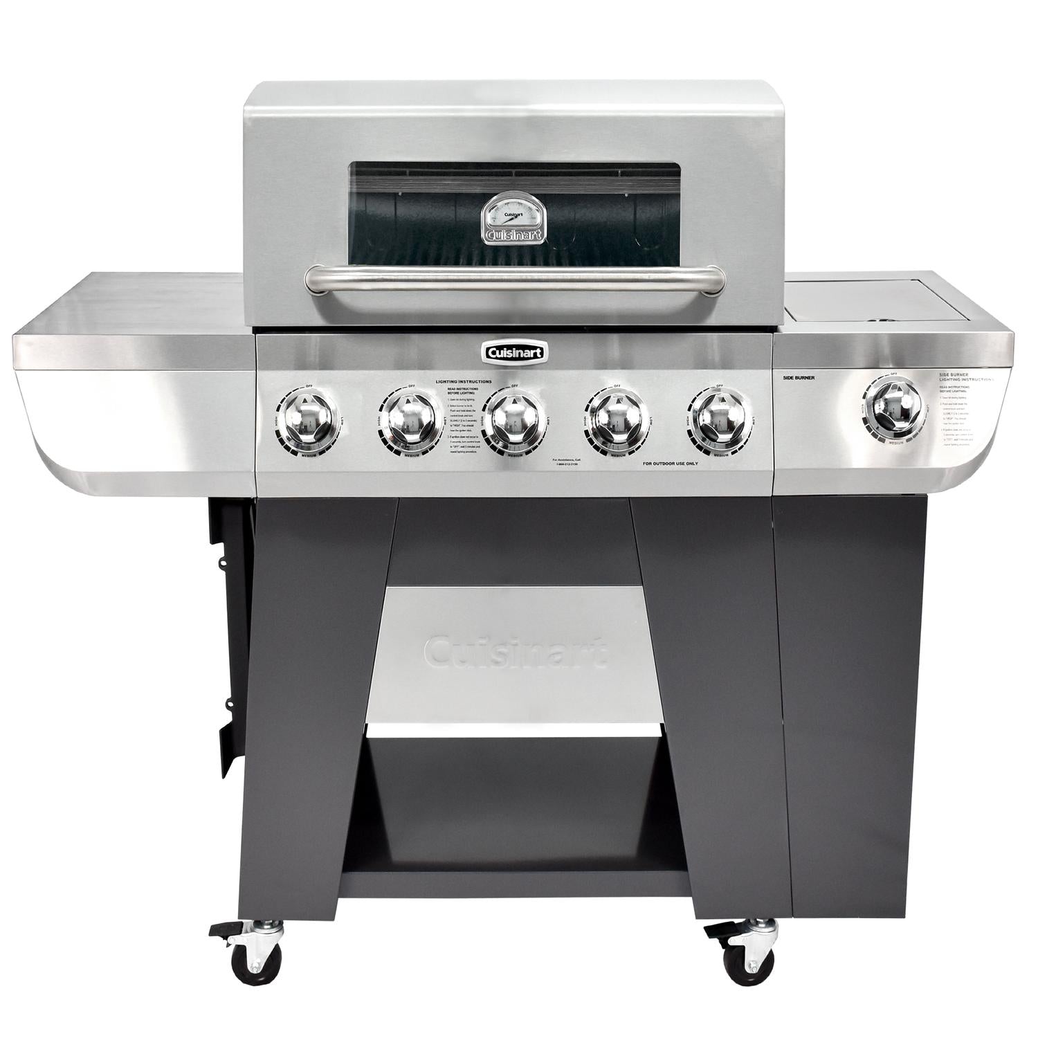 3-In-1  Five-Burner Propane Gas Grill with Side Burner