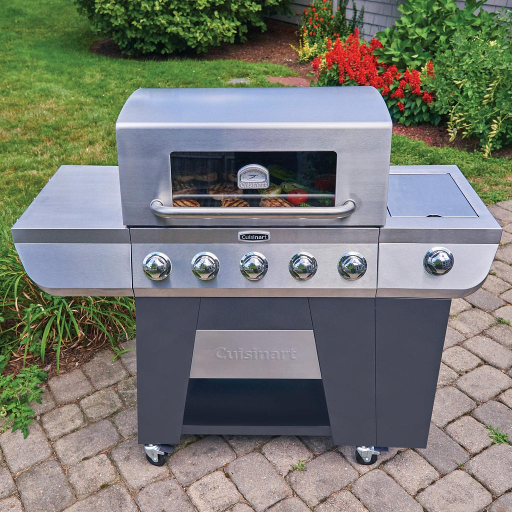 3-In-1  Five-Burner Propane Gas Grill with Side Burner