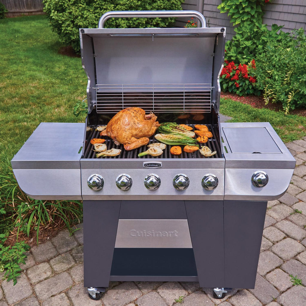 3-In-1  Five-Burner Propane Gas Grill with Side Burner