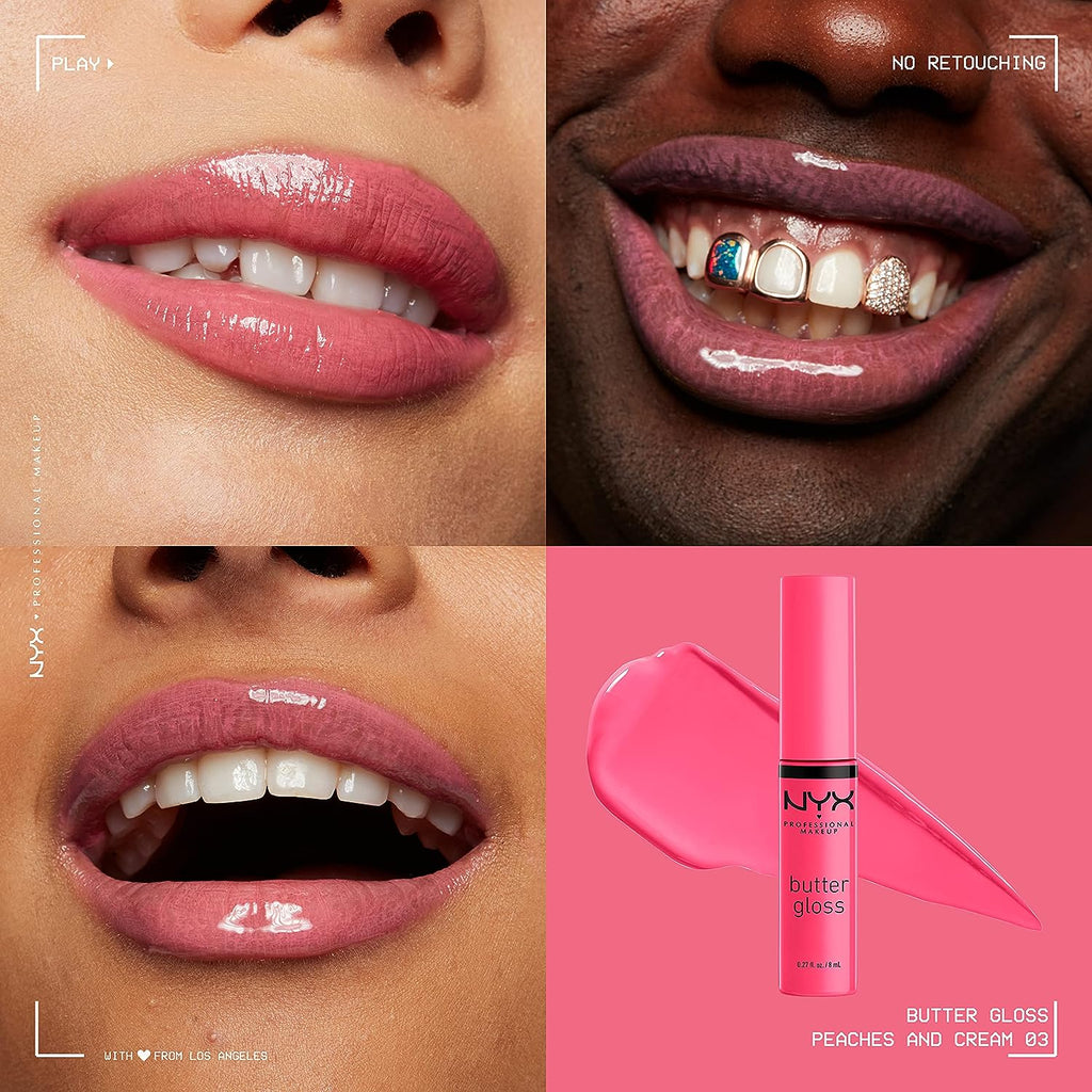 NYX PROFESSIONAL MAKEUP Butter Gloss, Non-Sticky Lip Gloss - Peaches &amp; Cream (Pink Coral)