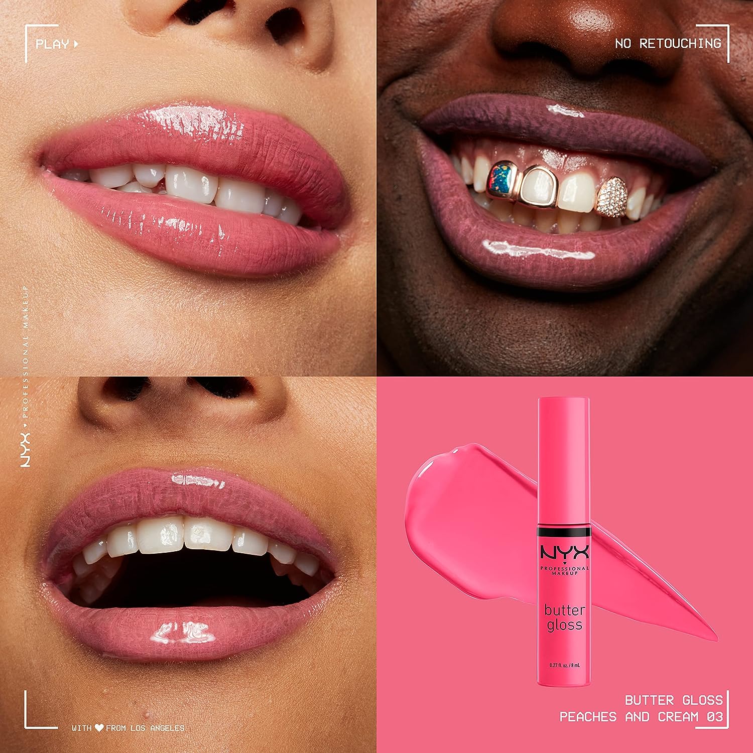 NYX PROFESSIONAL MAKEUP Butter Gloss, Non-Sticky Lip Gloss - Peaches &amp; Cream (Pink Coral)