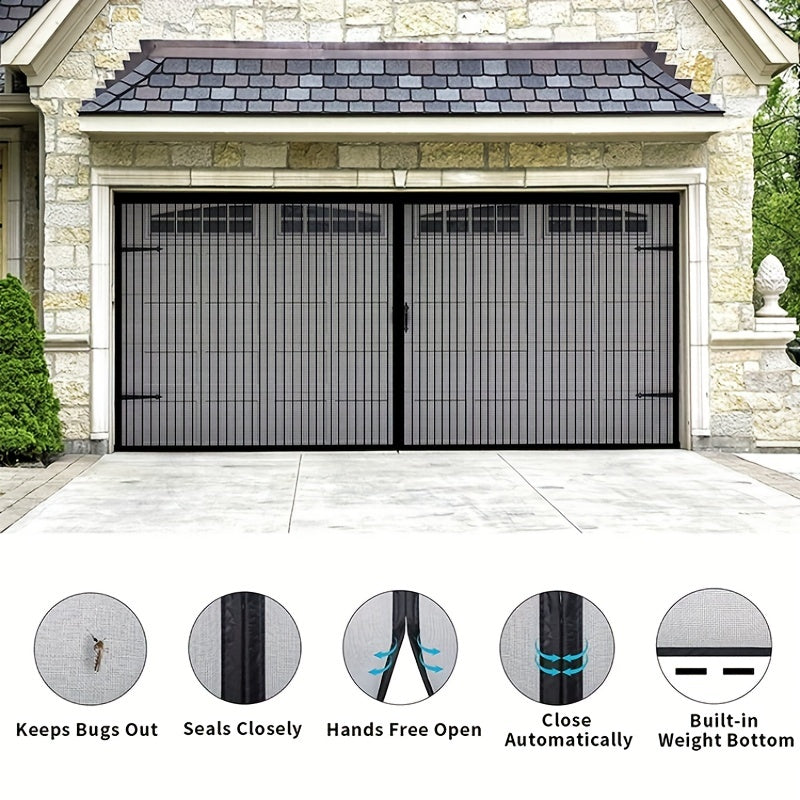 Double GaraScreen Door, 13*6.56FT Magentic GaraDoor Net For 2 Car GaraDoor Screen, Fiberglass GaraScreen Cover Kit, Magnets And Weighted