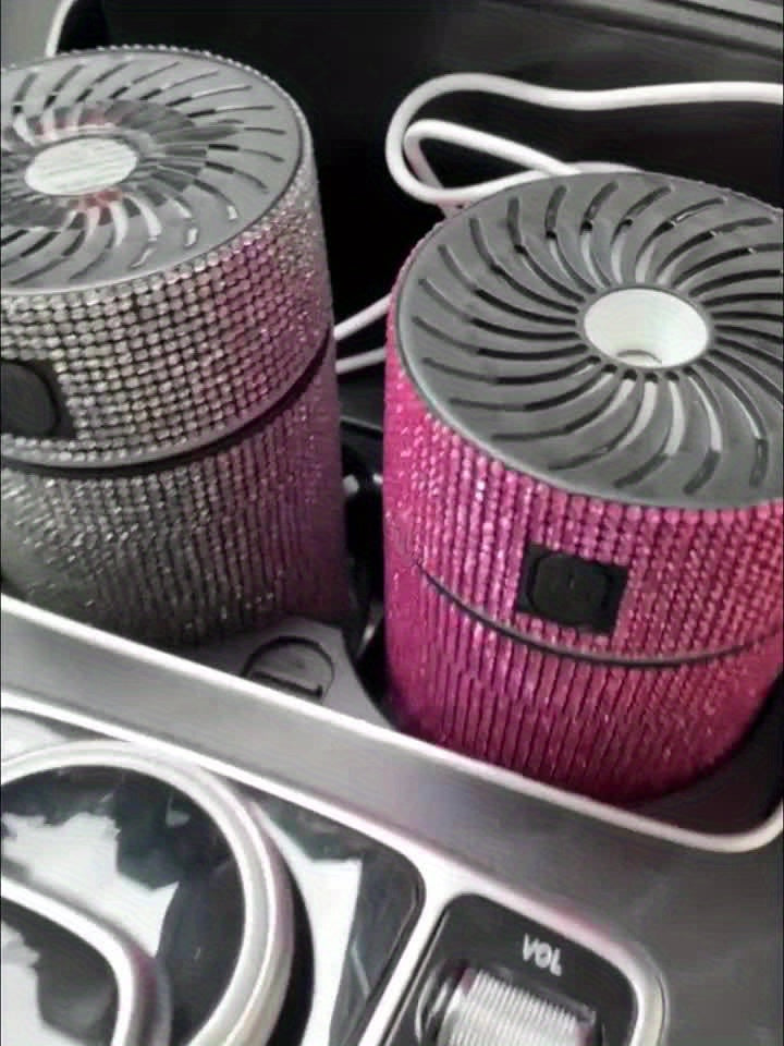 Luxury Rhinestone Car Diffuser Humidifier With LED Light Auto Air Purifier Aromatherapy Diffuser Air Freshener Car Accessories