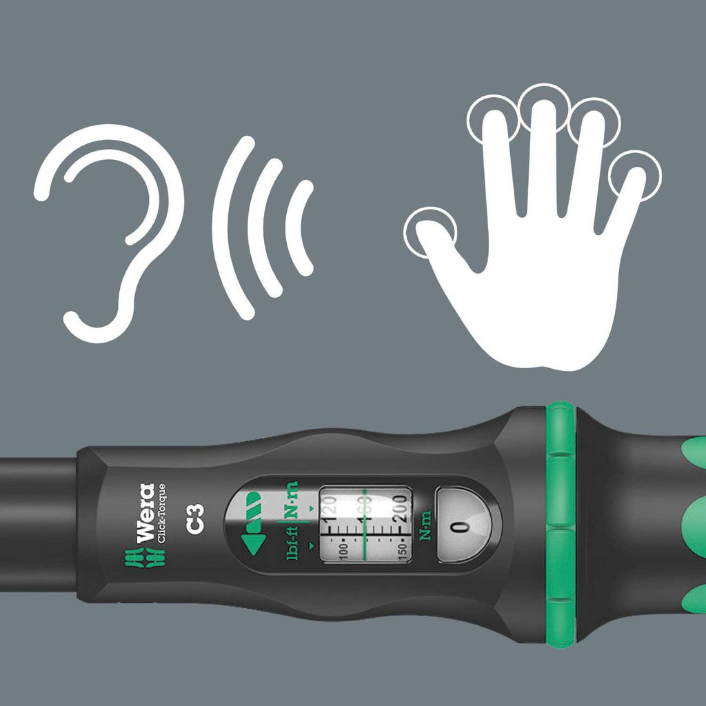 W- 5075622001 Click-Torque C 3 torque wrench with reversible ratchet, 1/2" x 40-200 Nm, black/green
