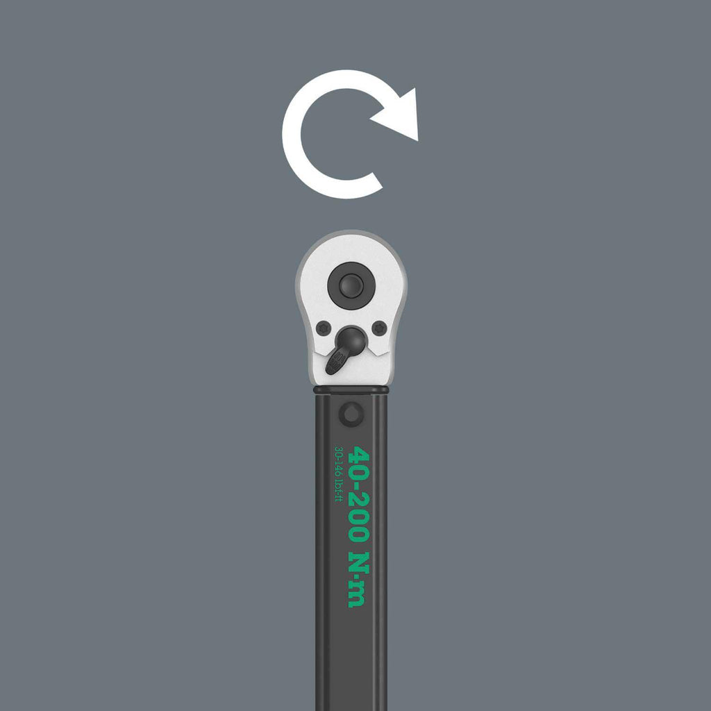 W- 5075622001 Click-Torque C 3 torque wrench with reversible ratchet, 1/2" x 40-200 Nm, black/green
