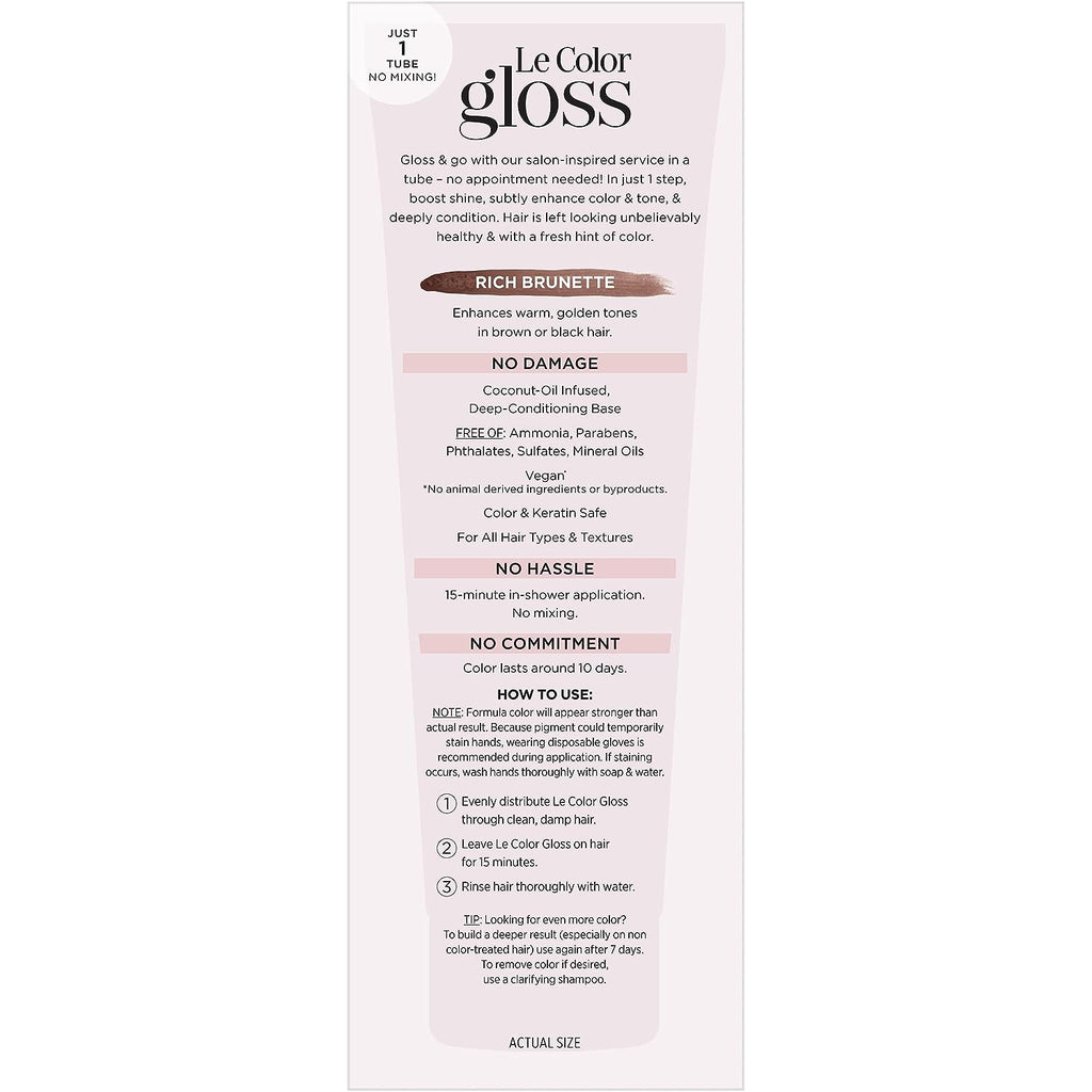 L’Oréal Paris Le Color One Step Toning Hair Gloss, Rich Brunette, 4 Ounce
