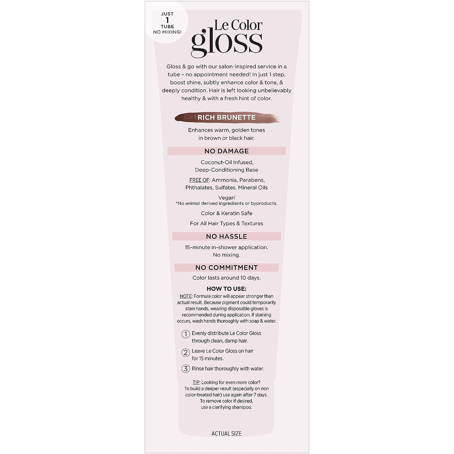 L’Oréal Paris Le Color One Step Toning Hair Gloss, Rich Brunette, 4 Ounce
