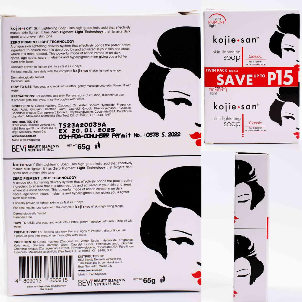 KOJIE SAN FACE &amp; BODY SOAP - 5 Pack of Kojie San Skin Lightening Kojic Acid Soap (2 Bars per pack) 65g - SUPER SAVINGS