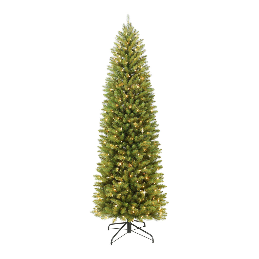 Puleo International 6.5 ft. Pre-lit Fraser Fir Pencil Artificial Christmas Tree with 250 UL listed Clear Lights