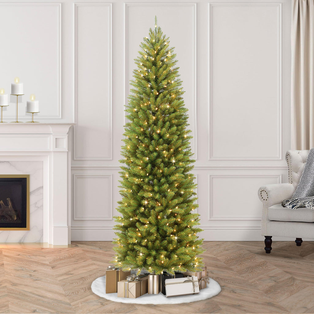 Puleo International 6.5 ft. Pre-lit Fraser Fir Pencil Artificial Christmas Tree with 250 UL listed Clear Lights