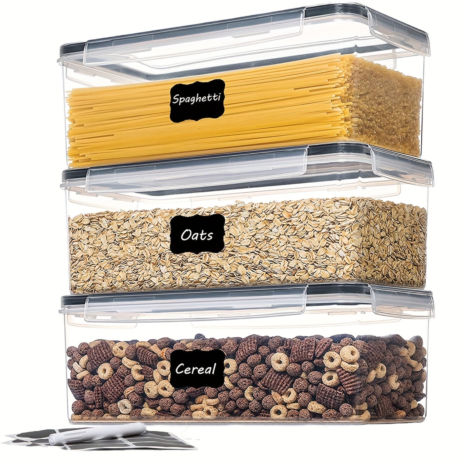 1/2/3pcs Airtight Food StoraContainers With Lids 3.2L, Plastic Spaghetti Container, PP Material BPA Kitchen Pantry Organization And Storage