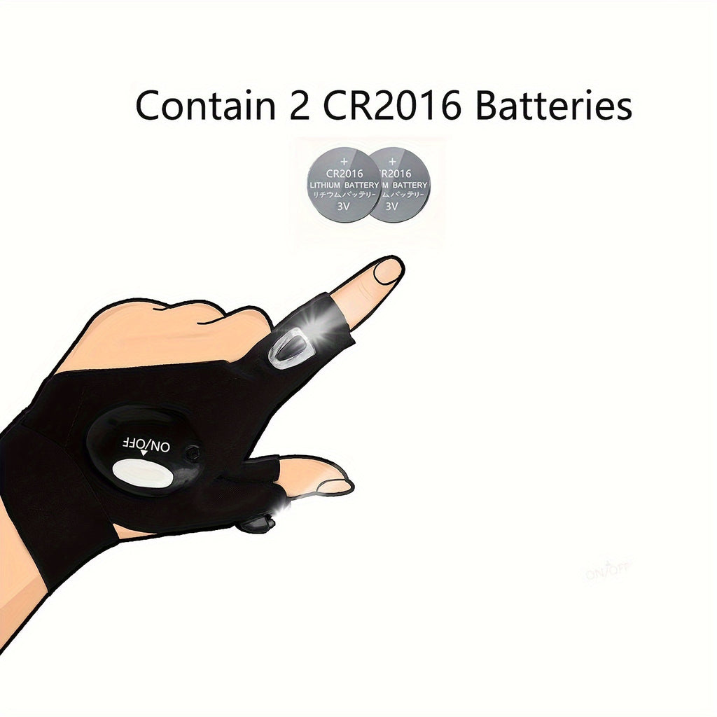 LED Flashlight Gloves-CR2016 Battery Powered (Battery Not Included), Gifts For Dad Boyfriend, Gadget Hands-Lights For Camping Fishing Repairing