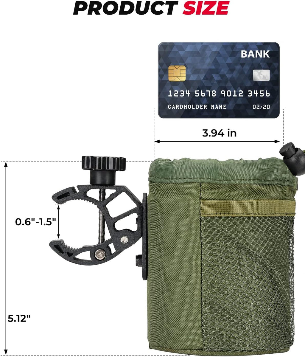 kemimoto Scooter Cup Holder, Oxford Fabric Motorcycle Drink Holder with 0.6"-1.5" Alligator Clamp, Universal Water Bottle Holder for Motorcycle, ATV, Scooter, Boat, Kayak, Bike, Walker, Army Green