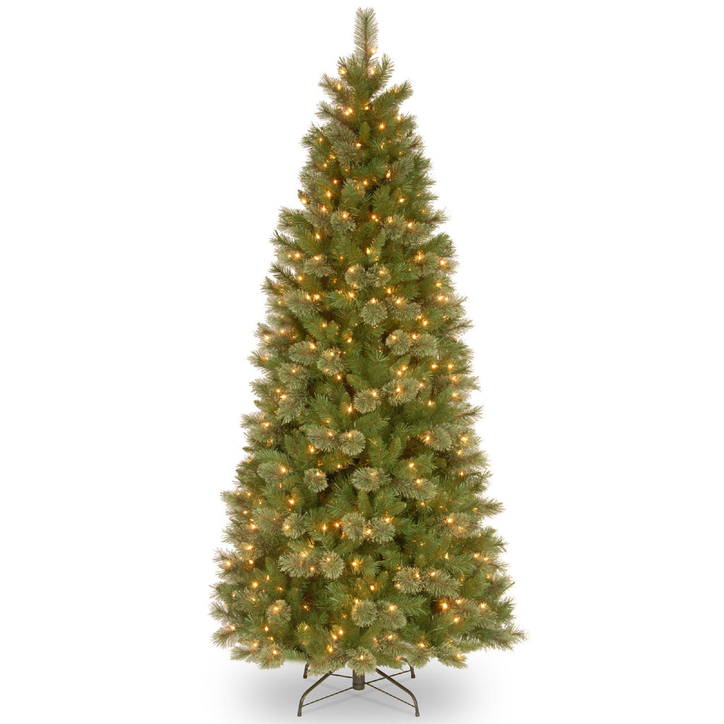 National Tree Company 7 1/2' Tacoma Pine Slim Hinged Tree with 500 Clear Lights