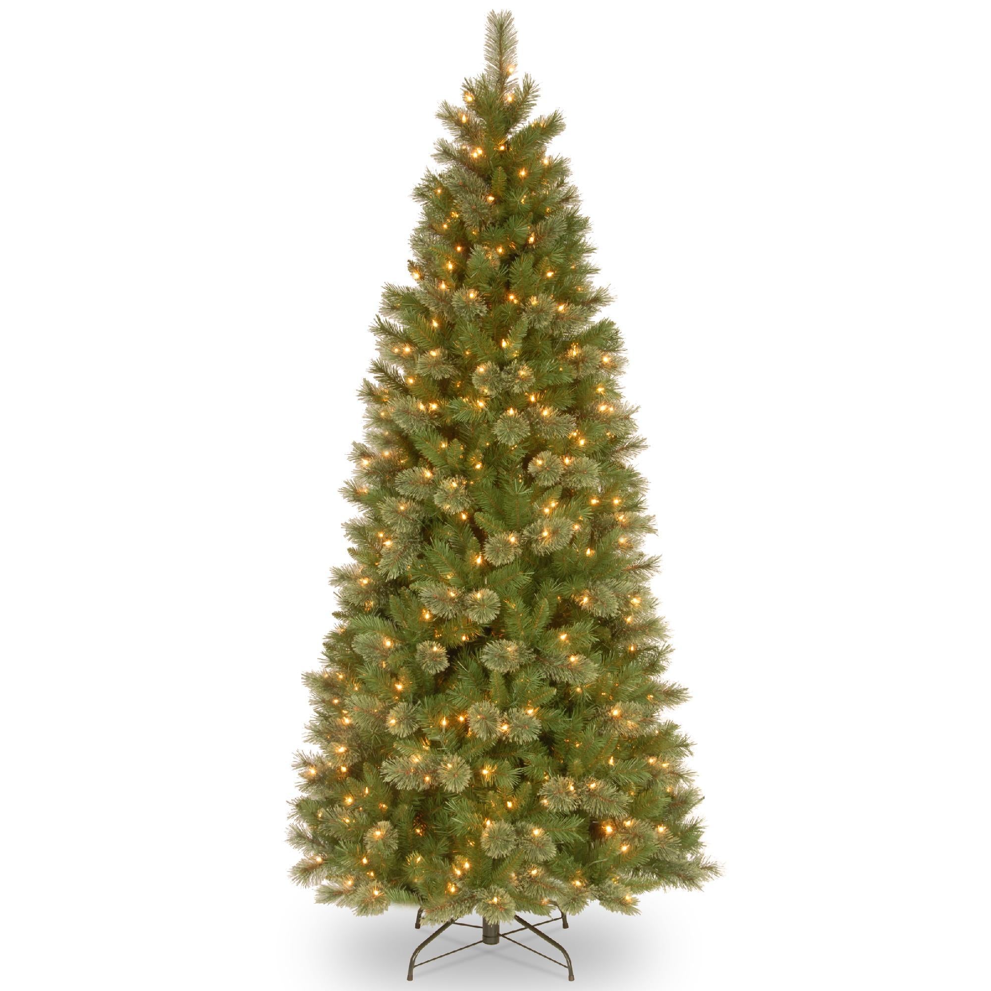 National Tree Company 7 1/2' Tacoma Pine Slim Hinged Tree with 500 Clear Lights